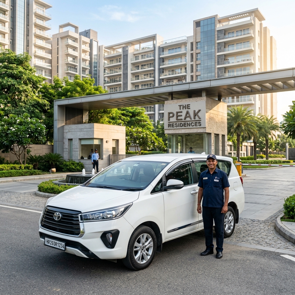 Fiesta office cab at Gurgaon residential society gate