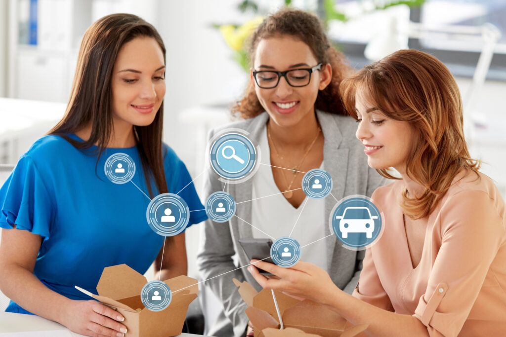 Corporate team collaborating