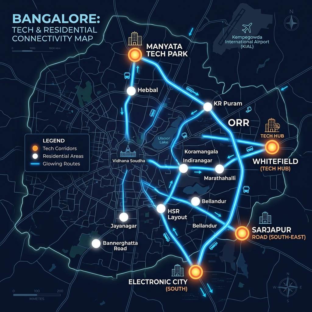 Bangalore tech corridor and residential coverage map