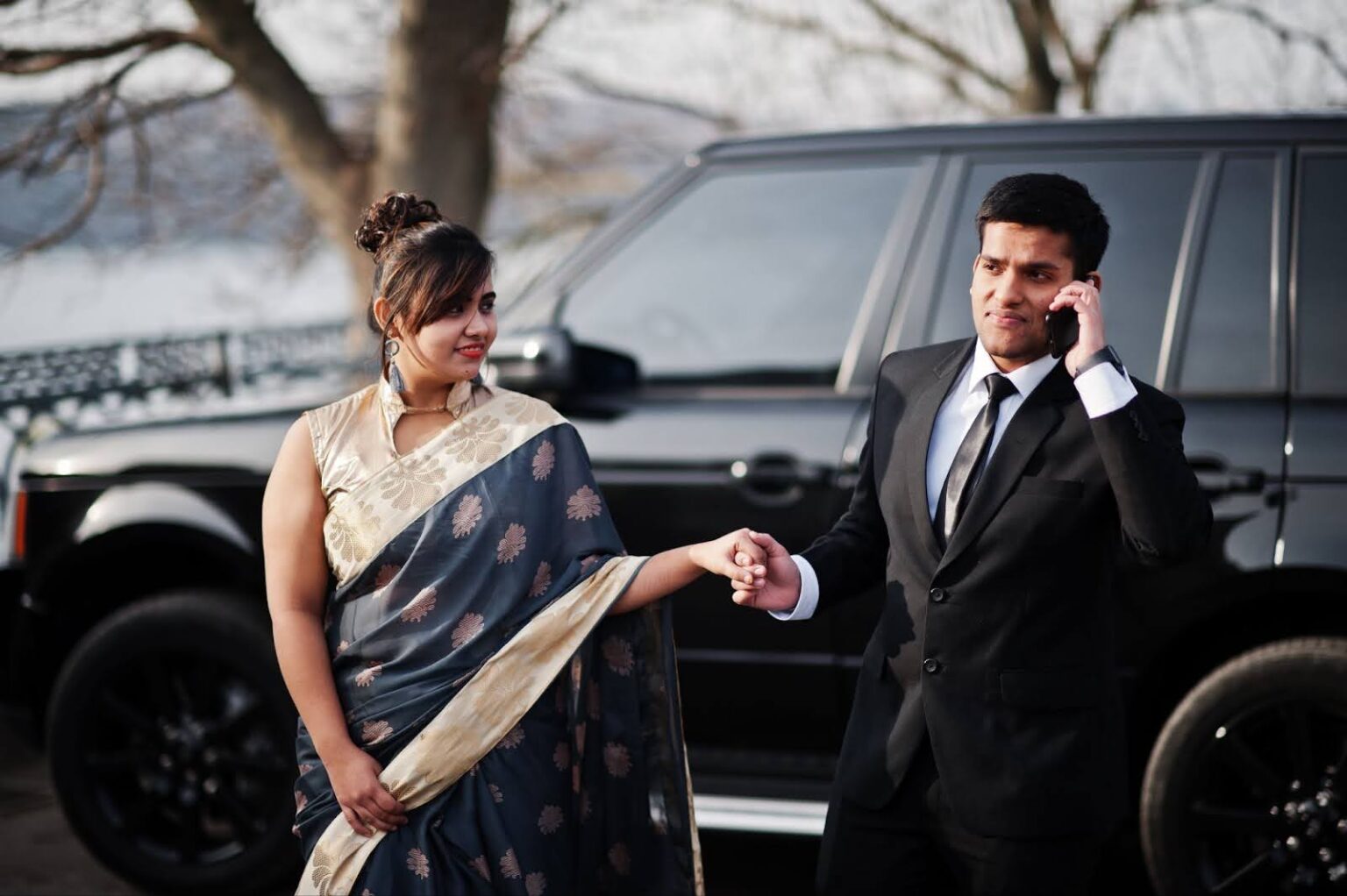 Couple getting ready for destination wedding